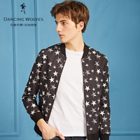 清仓特卖/与狼共舞夹克男春季星星印花棒球领修身男装茄克外套Z