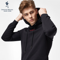 与狼共舞连帽卫衣男士字母印花潮流时尚长袖2018秋冬季新款男装Y