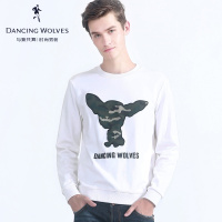 清仓特卖/与狼共舞卫衣 春季新款男士圆领迷彩图案长袖T恤青年男Z