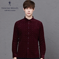 清仓特卖/与狼共舞长袖衬衫春季新款男装磨毛加厚碎花男士衬衣Z