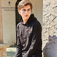 清仓特卖/与狼共舞连帽卫衣男春季新款男装绣花男士带帽长袖T恤Z