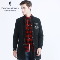 清仓特卖/与狼共舞棉服2017冬季男装棒球领中长款修身男士棉衣Z