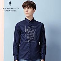 清仓特卖/与狼共舞长袖衬衫春季男装纯棉logo绣花潮男士青年衬衣Z