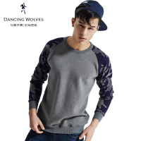 清仓特卖/与狼共舞加绒卫衣男装男士插肩迷彩套头卫衣秋冬打底衫Z