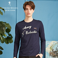 清仓特卖/与狼共舞长袖T恤 春季新款男士休闲圆领字母上衣青年Z