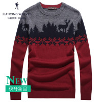 与狼共舞针织衫秋季男装英伦毛衣休闲男士圆领青年韩版毛衫