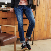 与狼共舞男士牛仔裤韩版洗裤子潮流2018秋冬款男装修身牛仔长裤