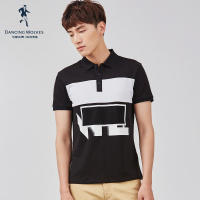 与狼共舞短袖T恤男夏季新款商务休闲几何商务POLO衫时尚上衣DZ