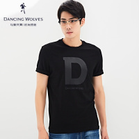 与狼共舞短袖T恤 夏季新款男士休闲字母上衣青年男6524DZ