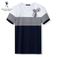 商场同款 与狼共舞短袖T恤2018夏季新款男装圆领纯棉清仓DZ