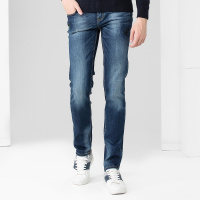 清仓特卖/与狼共舞男装裤子时尚潮流水洗磨白休闲长裤牛仔裤男DZ