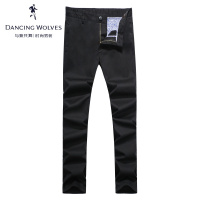 与狼共舞休闲裤男春夏季男士潮流裤子微弹直筒简约时尚长裤清仓
