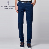 与狼共舞牛仔裤男夏季新款男士修身小脚长裤青年潮流休闲裤子DZ