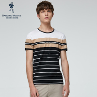 清仓特卖/与狼共舞短袖T恤男2019夏季新款男装条纹修身短袖T恤DZ