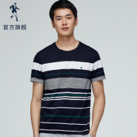与狼共舞短袖T恤男条纹打底衫2019夏季新款男装韩版修身男士体恤