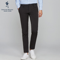 与狼共舞休闲裤男2019秋季新款男士时尚修身裤子潮流小脚黑色裤子