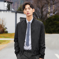 与狼共舞夹克男2019秋新款修身迷彩棒球服韩版潮流休闲男士外套XK