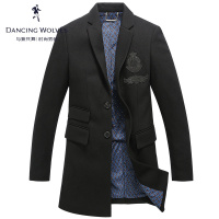 商场同款与狼共舞毛呢大衣2019秋季新款男士商务休闲中长款大衣DZ