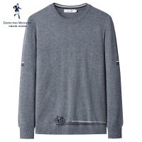 与狼共舞毛衫男2019秋季新款纯色修身针织衫潮流休闲圆领毛衫DZ