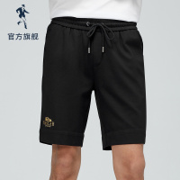 与狼共舞休闲裤男刺绣透气针织短裤夏季新款运动修身潮流男装