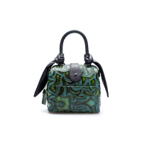 吐火罗2018新品独特压花复古牛皮女包手提包