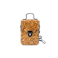 吐火罗2018新品百搭复古压花迷你牛皮斜挎包