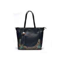 吐火罗2018新品休闲民族风纯色大容量多功能单肩斜跨手提包