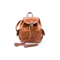 吐火罗2018新品纯色百搭流苏休闲牛皮女款双肩包