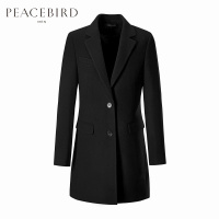 太平鸟男装 冬季新款时尚黑色动漫主题印花毛呢大衣男