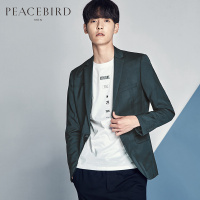 太平鸟男装男士新款绿色西服羊毛便西小西装