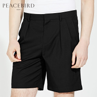 太平鸟男装男士青年新款百搭时尚黑色商务休闲短裤潮