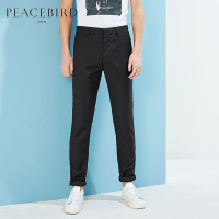 太平鸟男装新款黑色直筒修身韩版休闲裤商务西裤
