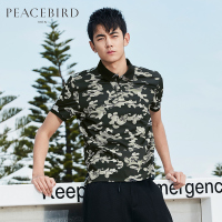 太平鸟男装夏男士新款迷彩印花涤纶翻领短袖polo衫