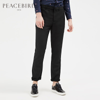 太平鸟男装冬男士新款黑色羊毛休闲裤商务修身休闲裤