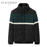太平鸟男装冬季短款保暖拼色羽绒衣时尚羽绒服外套