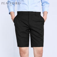 太平鸟男装2018夏季新款黑色基础商务休闲修身潮流时尚中短裤男