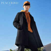 太平鸟男装冬新款翻领呢大衣男时尚韩版中长款外套个性羊毛大衣