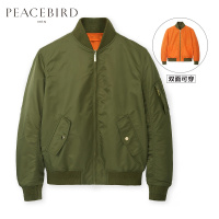 太平鸟男装绿色棒球领夹克男士青年外套秋季薄茄克两面穿夹克潮_6