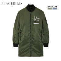 太平鸟男装春季新款男士韩版风衣长款棒球领刺绣夹克_0