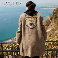 太平鸟男装呢大衣男纯羊毛大衣2018刺绣毛呢大衣男外套潮_0