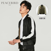 太平鸟男装男士拼色双面穿夹克韩版修身夹克衫潮动物刺绣外套