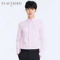 太平鸟男装春季男士粉色结婚衬衣韩版修身休闲衬衫