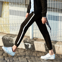 太平鸟男装男士条纹九分裤青年运动裤韩版修身裤子夏季新款潮