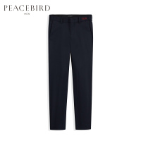太平鸟男装春新款腰间刺绣男士休闲裤男士休闲宽松藏蓝色直筒裤
