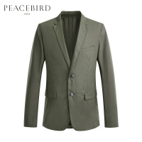 太平鸟男装100%棉西装男韩版外套商务休闲纯色西服男