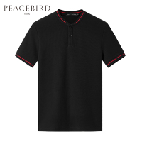 太平鸟男装春夏新款罗纹立领休闲短袖修身POLO恤