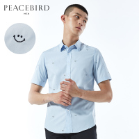 太平鸟男装夏季新款小清新干净修身韩时尚短袖衬衫潮