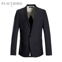 太平鸟男装秋季羊毛西装男薄款休闲修身便服单西金属胸针西服外套