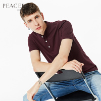 太平鸟男装夏季基础纯色立领Polo短袖休闲polo衫