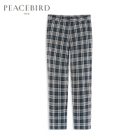 太平鸟男装格纹休闲裤直筒商务潮流休闲裤韩版修身裤子男